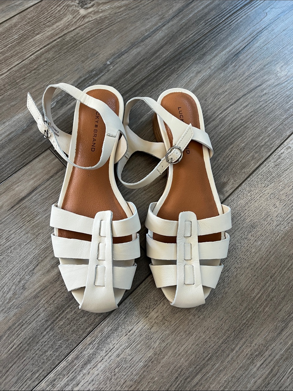 Lucky Brand Cream White Strappy Slingback Sandals